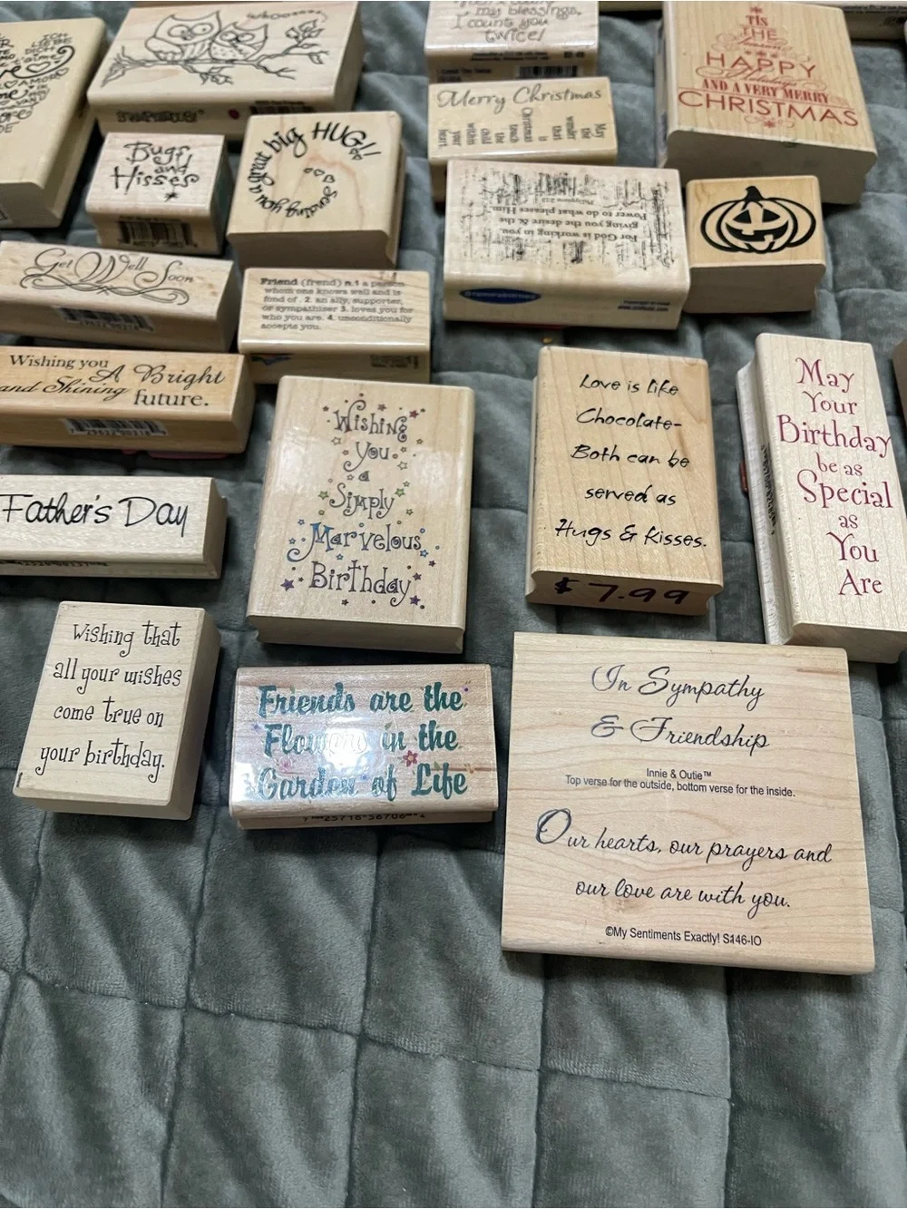 Lot Of 30 Wood Mount Rubber Stamps stamping holidays birthdays quotes